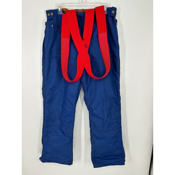 60s Vintage Eddie Bauer Blue Goose Down Insulation Puffer‎ Snow Ski Pants Large - Picture 1 of 9